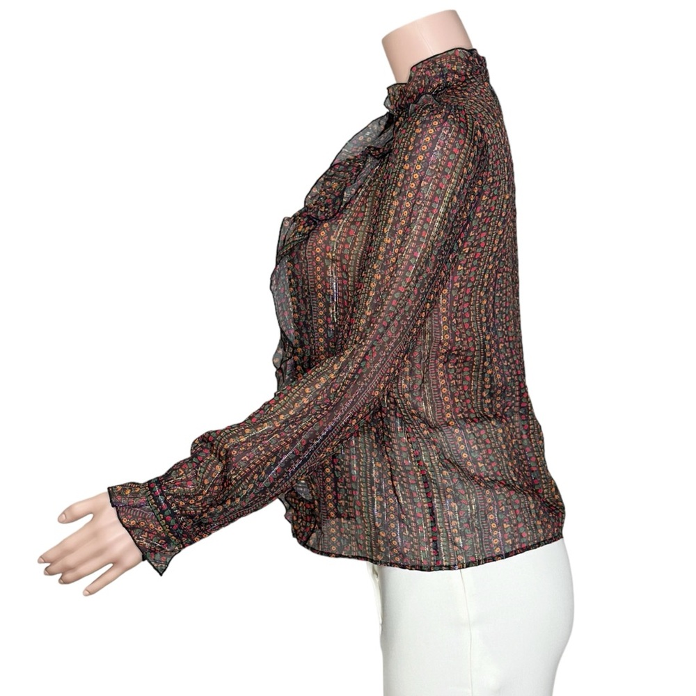 Sezane Black Floral Ruffled Wrap Blouse - Picture 9 of 12